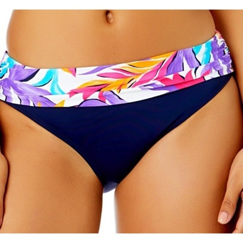 Anne Cole Women's Foldover Bikini Bottoms - White Print, Size Large, New - Picture 4 of 8